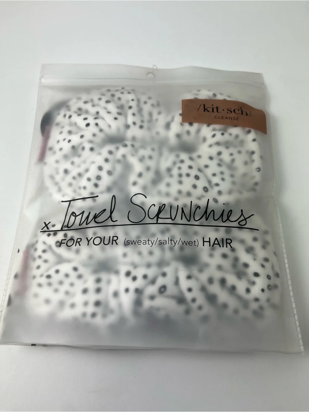 Kitsch White Polka Dot Hair Towel Scrunchies - Set